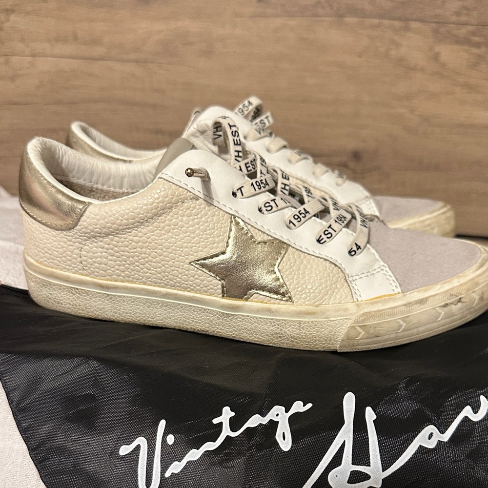 Vintage Havana White and Gold Star Sneakers